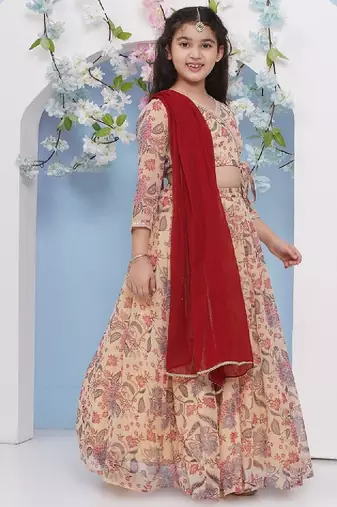 Girls printed ready to wear lehenga & blouse with dupatta