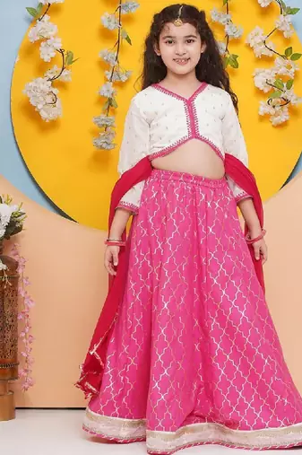 Girls foil print ready to wear lehenga & blouse with dupatta
