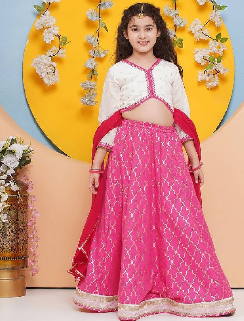 Girls foil print ready to wear lehenga & blouse with dupatta