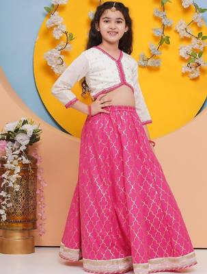 Girls foil print ready to wear lehenga & blouse with dupatta 3