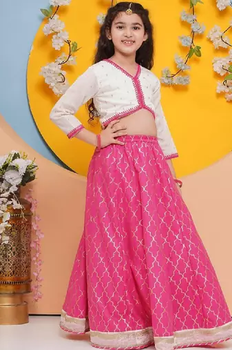Girls foil print ready to wear lehenga & blouse with dupatta