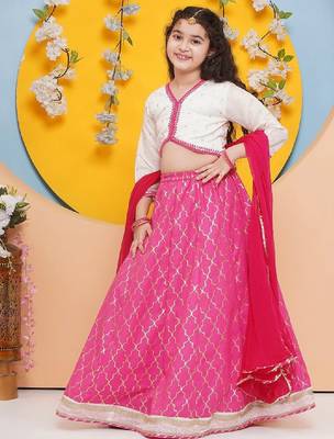 Girls foil print ready to wear lehenga & blouse with dupatta 4