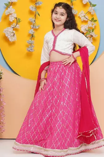 Girls foil print ready to wear lehenga & blouse with dupatta