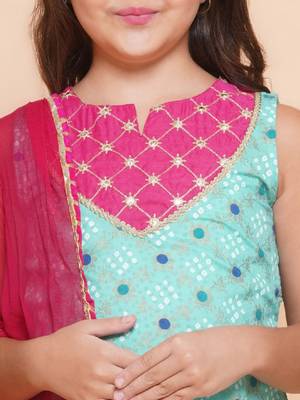 Girls floral printed cotton kurti with sharara & dupatta 2