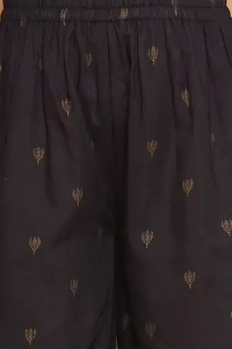 Girls floral embroidered cotton kurti with sharara & dupatta