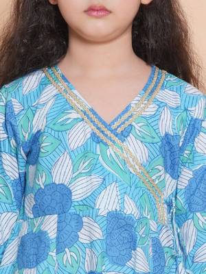Girls floral printed cotton kurta with sharara 2