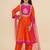 Girls floral yoke design panelled anarkali kurta with salwar & dupatta