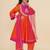 Girls floral yoke design panelled anarkali kurta with salwar & dupatta