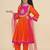 Girls floral yoke design panelled anarkali kurta with salwar & dupatta