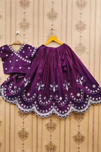 Ganga thread work embroidered silk lehenga choli