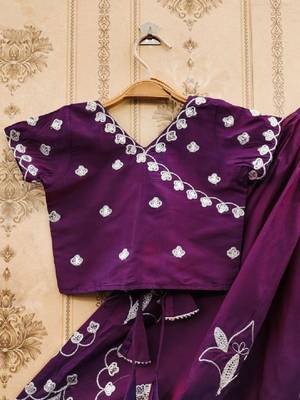 Ganga thread work embroidered silk lehenga choli 3