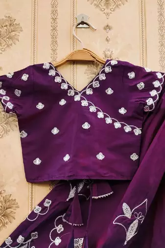 Ganga thread work embroidered silk lehenga choli