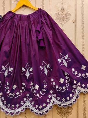Ganga thread work embroidered silk lehenga choli 4