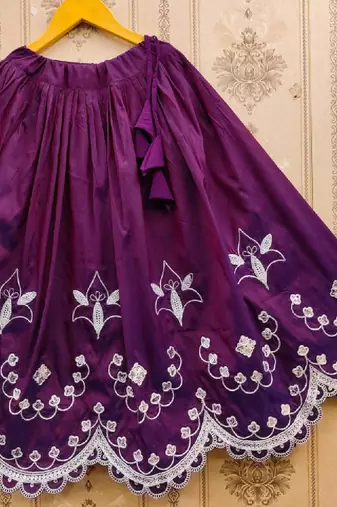 Ganga thread work embroidered silk lehenga choli