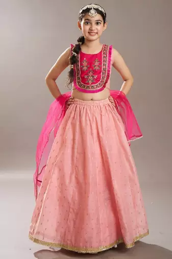 Girls floral embroidered sequinned ready to wear lehenga choli