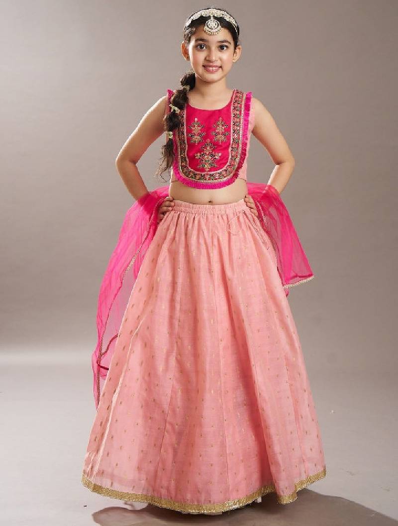 Girls floral embroidered sequinned ready to wear lehenga choli