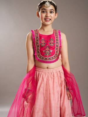 Girls floral embroidered sequinned ready to wear lehenga choli 2