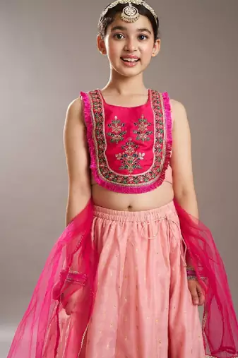 Girls floral embroidered sequinned ready to wear lehenga choli
