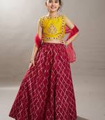 Girls floral embroidered sequinned lehenga choli with dupatta