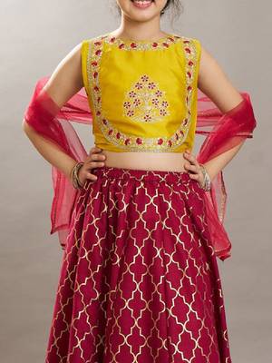Girls floral embroidered sequinned lehenga choli with dupatta 2