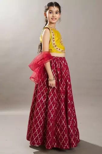 Girls floral embroidered sequinned lehenga choli with dupatta