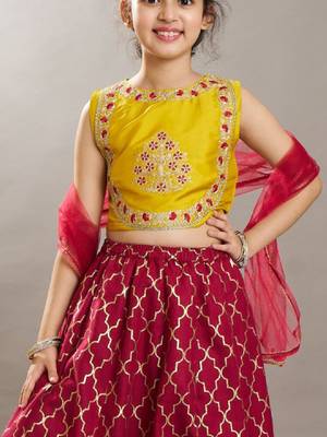 Girls floral embroidered sequinned ready to wear lehenga choli 2