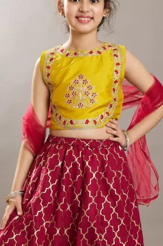 Girls floral embroidered sequinned ready to wear lehenga choli