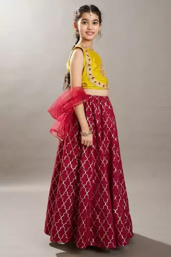Girls floral embroidered sequinned ready to wear lehenga choli