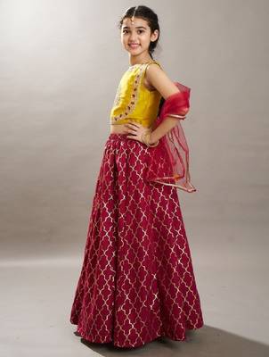 Girls floral embroidered sequinned ready to wear lehenga choli 4