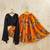 Girls orange printed drawstring lehenga choli
