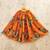 Girls orange printed drawstring lehenga choli