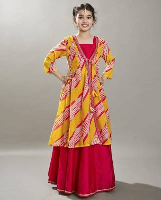 Girls lehariya printed ready to wear lehenga & choli 1