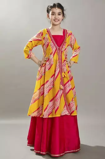 Girls lehariya printed ready to wear lehenga & choli