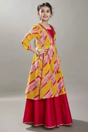 Girls lehariya printed ready to wear lehenga & choli