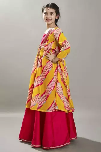 Girls lehariya printed ready to wear lehenga & choli