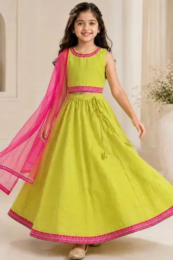 Girls sequinned ready to wear lehenga & blouse with dupatta