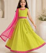 Girls sequinned ready to wear lehenga & blouse with dupatta