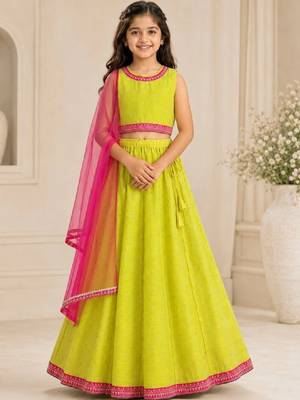 Girls sequinned ready to wear lehenga & blouse with dupatta 4
