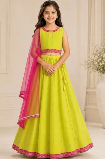 Girls sequinned ready to wear lehenga & blouse with dupatta