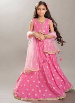Girls floral woven design ready to wear lehenga & blouse with dupatta 1