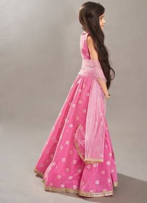 Girls floral woven design ready to wear lehenga & blouse with dupatta 3