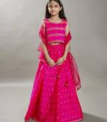 Girls embroidered sequinned ready to wear lehenga & blouse with dupatta