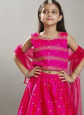 Girls embroidered sequinned ready to wear lehenga & blouse with dupatta 2