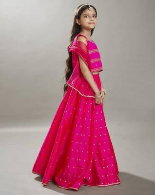 Girls embroidered sequinned ready to wear lehenga & blouse with dupatta 3