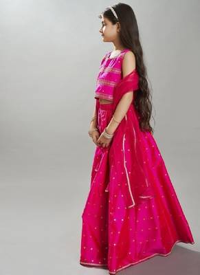 Girls embroidered sequinned ready to wear lehenga & blouse with dupatta 4