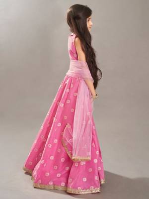 Girls floral woven design ready to wear lehenga & blouse with dupatta 3