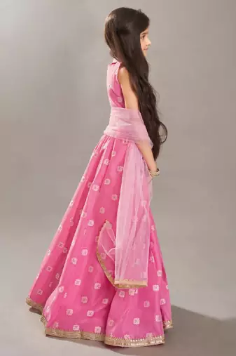 Girls floral woven design ready to wear lehenga & blouse with dupatta