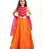 Girls embroidered thread work ready to wear lehenga & blouse with dupatta