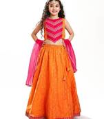 Girls embroidered zari ready to wear lehenga & blouse with dupatta