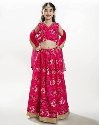 Girls digital printed ready to wear lehenga & blouse with dupatta 1